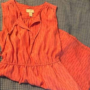 LOFT Coral Tie-Front Sleeveless Peplum Top